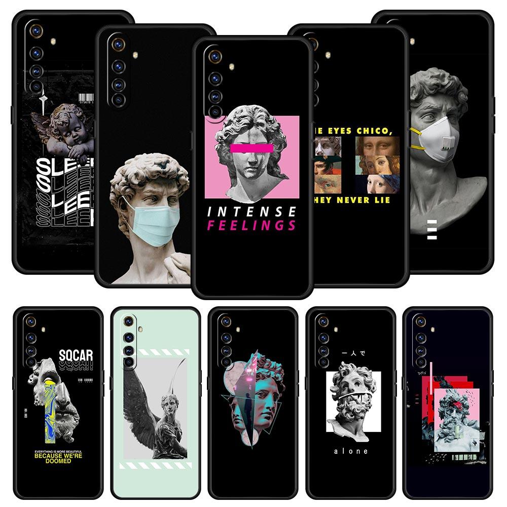 Cartoon Statue Abstract Art Case For Realme C67 C63 C55 C53 C35 C25 C21 GT 2 3 5 6 10 11 12 13 Pro Plus 5G Soft TPU Phone Cover