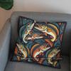 2D Colorful Fish Geometric Pattern Throw Pillow Pattern Cushion Cover Suitable For Sofa Bedroom Car Pillow Cover