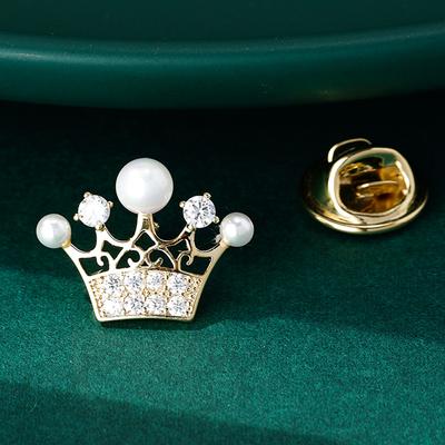Atmosferik Basit İnci Taç Broş, Küçük Koku, Işığı Bırak, Delici At İğnesi, Kadın Yaka İğnesi, Palto Aksesuarları
