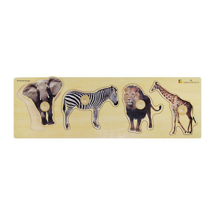 Doron Puzzle Encastrement Animaux Sauvages 4 Pièces - Dès 18 Mois
