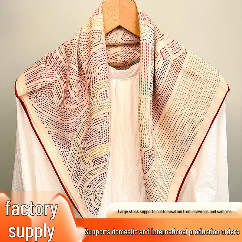 Autumn/Winter Silk Wool Scarf - Mulberry Silk Square with Hand-rolled Edges