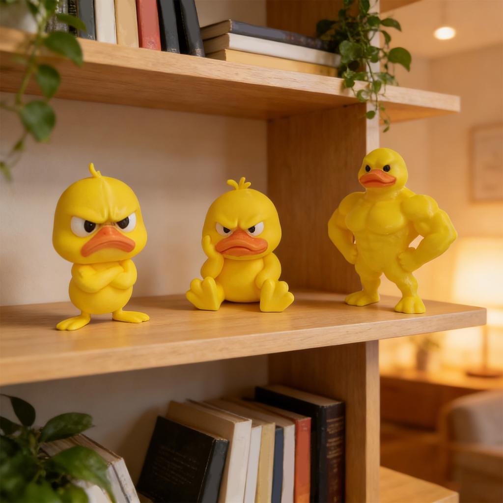 Funny Angry Duck Figurines Cute Sculpture 3pcs Cute Angry Yellow Duck Desk Decor Decoration for Computer Car & Dorm