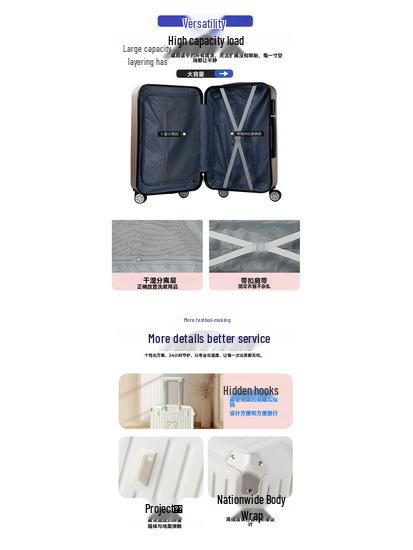 Cross-Border 20-Inch Large-Capacity Universal Wheel Suitcase Set, Thickened Cabin Size with Password Lock