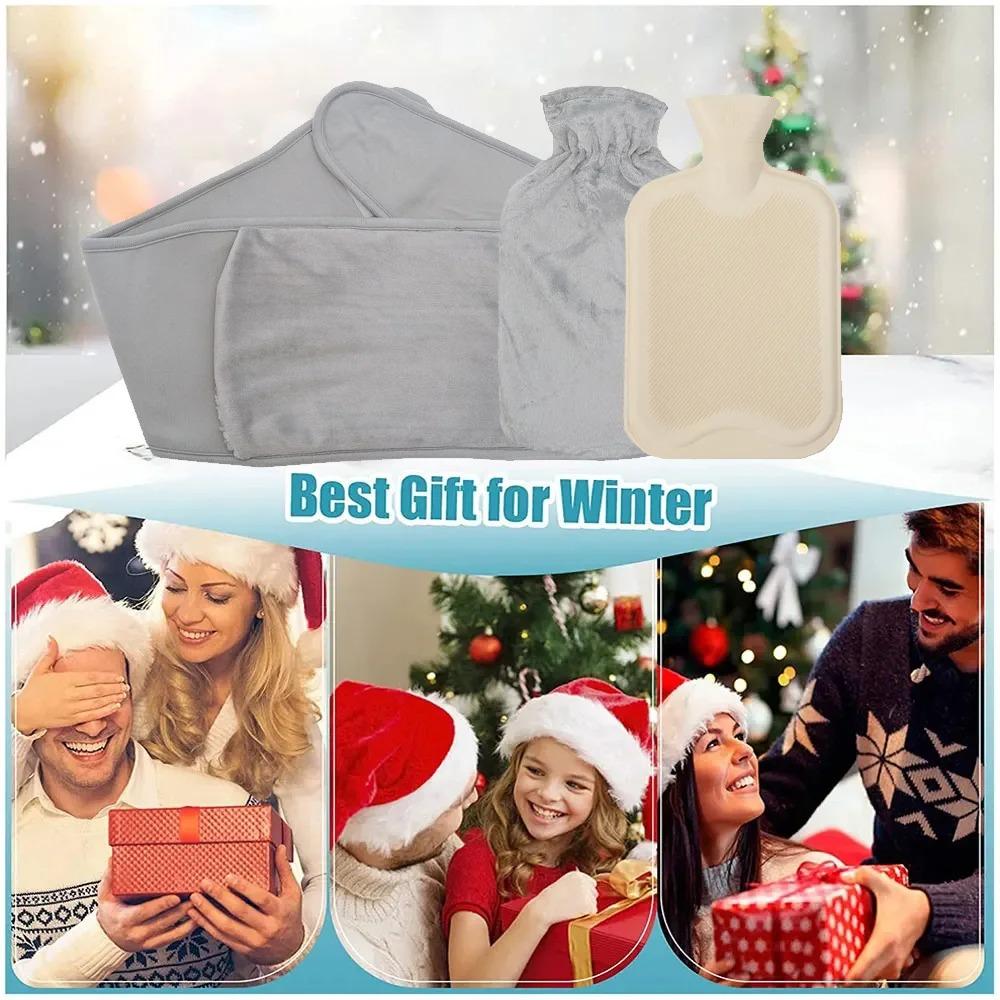 1PC Lengthened Waist Protection Warm Hand Treasure Thickened Plush Cloth PVC Water Injection Hot Water Bag