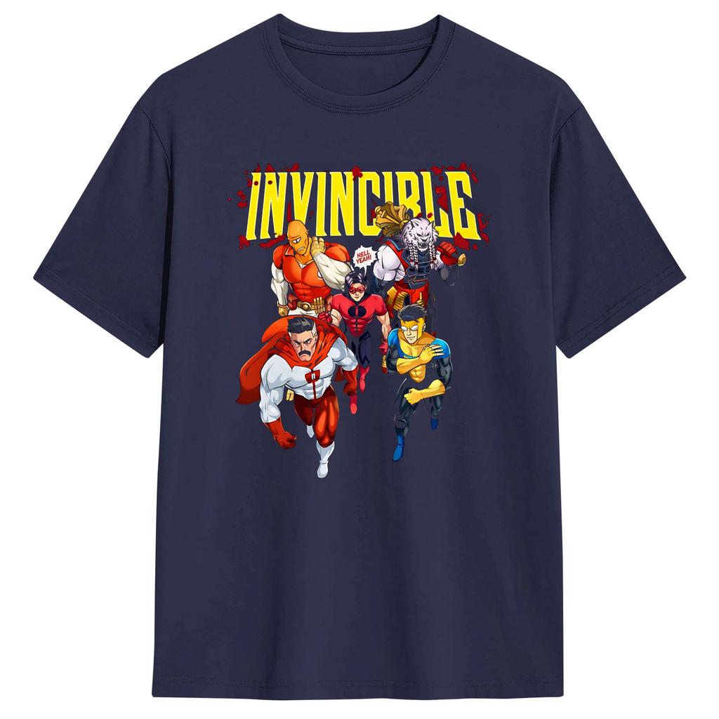 Vintage T-Shirt Summer Invincible Comic Hip Hop T Shirts  Cotton Tee Shirt for Men Y2K Basic Short Sleeve Tops