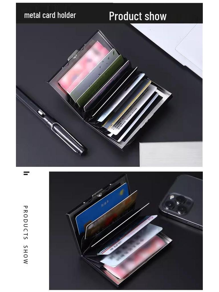 Portable RFID Blocking Stainless Steel Card Holder - Unisex, Minimalist Design