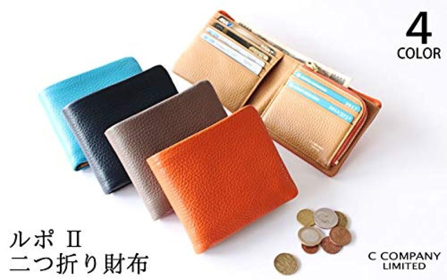 CCOMPANY LIMITED Lupo 2 Second Italian Leather Bifold Wallet with Coin Purse and Card Case Men's (Orange)