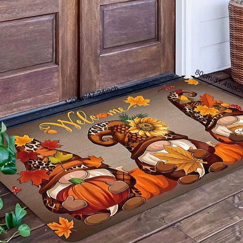 1pc Charming Autumn Dwarf Doorway Mat,Non-Slip, Mat with Festive Gnome&Pumpkin Design for Indoor/Outdoor Entryways