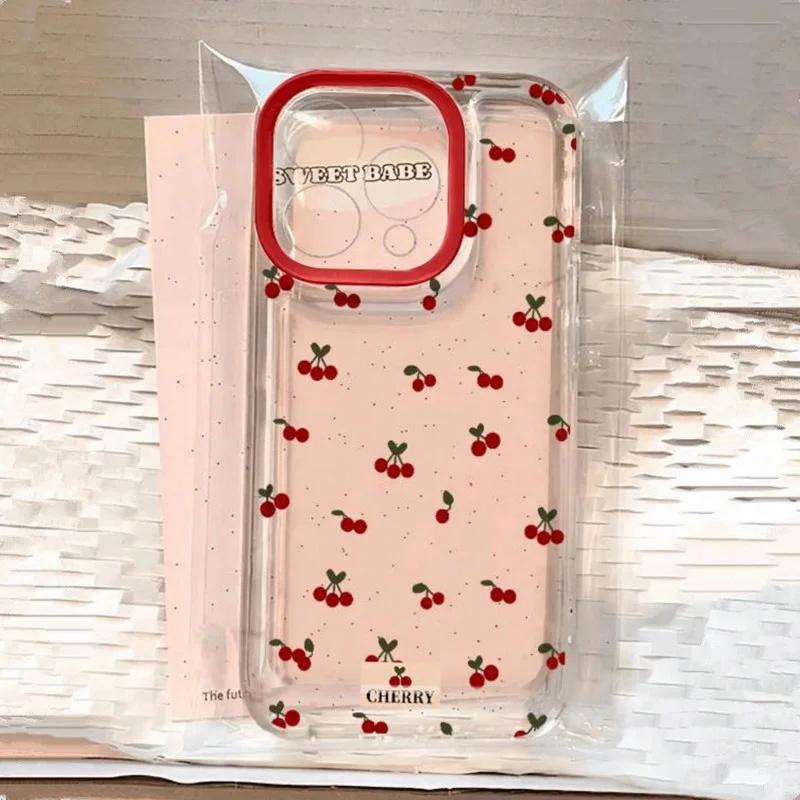 Süßes Cartoon-Kirschmuster Klare Handyhülle Für Xiaomi Redmi 13C 14C 12 Redmi Note 14 13 12 11 Pro Plus 5G 12S 11S Weiche Hülle
