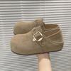 Belt buckle Small bag head half slippers Women's outer wear velvet 2025 new one-pedal thick-soled versatile Boken drag