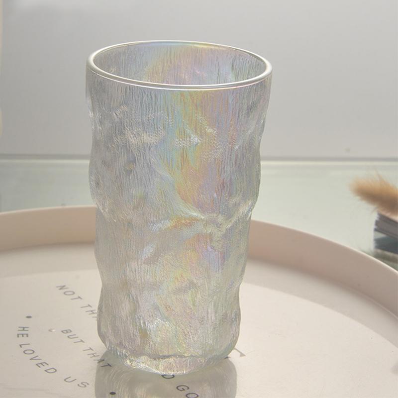 Conjunto de 2 peças 13 oz 380ml Estilo Nórdico Colorido Padrão Glaciar Copo de Vidro Fosco Copo de Cocktail Xícaras de Café Caneca para Bebidas Copo de Vinho