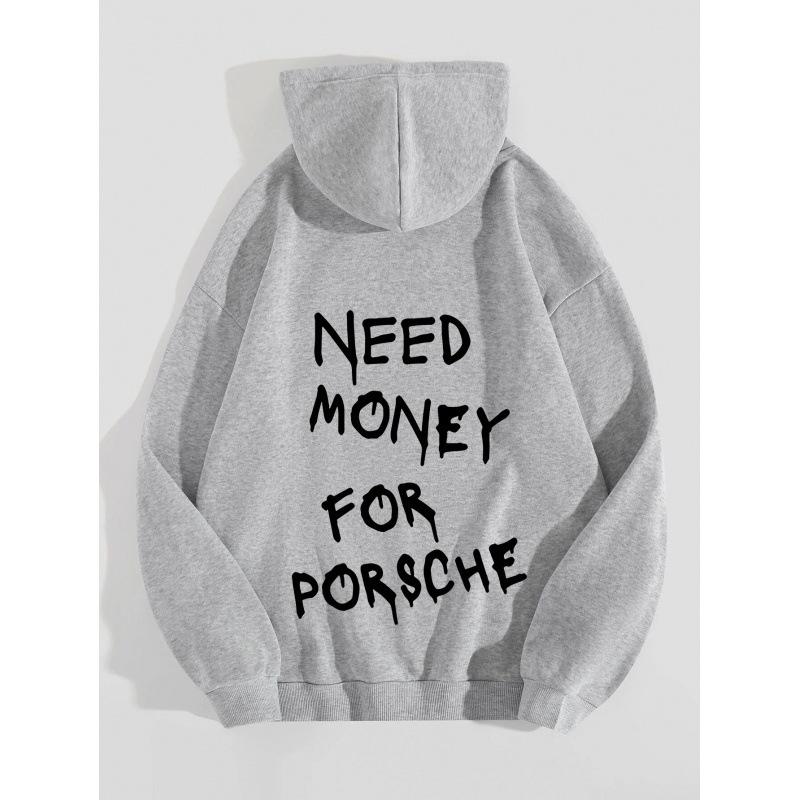 Hot Sale Women's Fleece Sweater Plain Letter Print Kangaroo Pocket Drawstring Print Hoodie