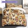 Cute Flower Puppy Pattern Bedding,Quilt Set Quilt Cover Pillowcase Home Birthday Gift (1 * Duvet Cover + 2 * Pillowcase, Without Core)