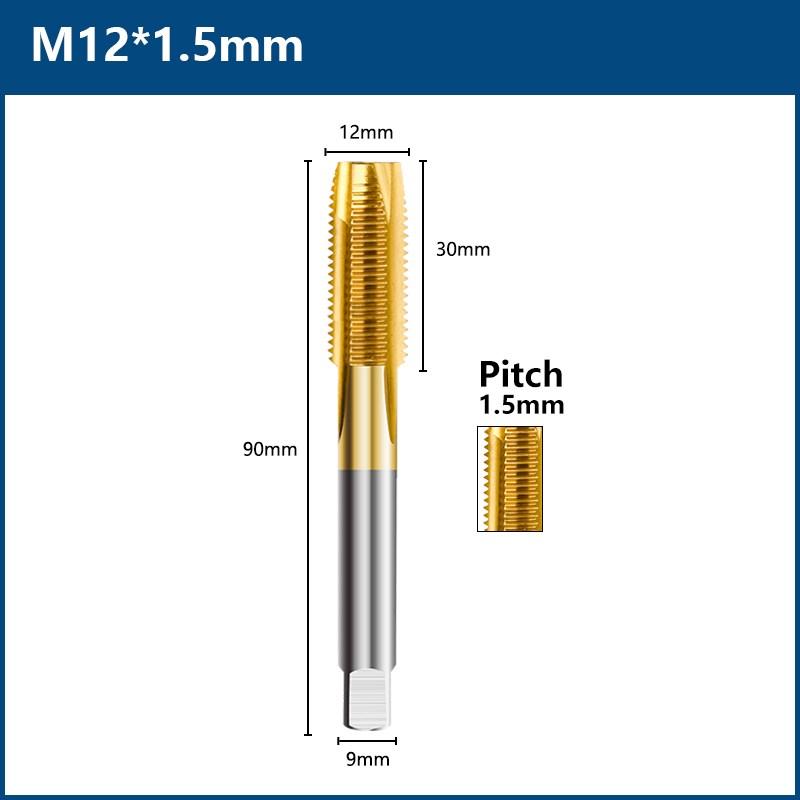 HSS Titanium Coating Screw Tap Drill Bit M2 M2.5 M3 M3.5 M4 M5 M6 M8 M10 M12 Metric Straight Flute Thread Tap Hand Tools Thread Lock3