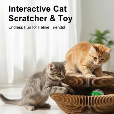 Magic Cat Scratch Organ Board Cat Toy with Ball Cat Grinding Claw Cat Climbing Frame Kitten Round Corrugated Cat Scratching Toy