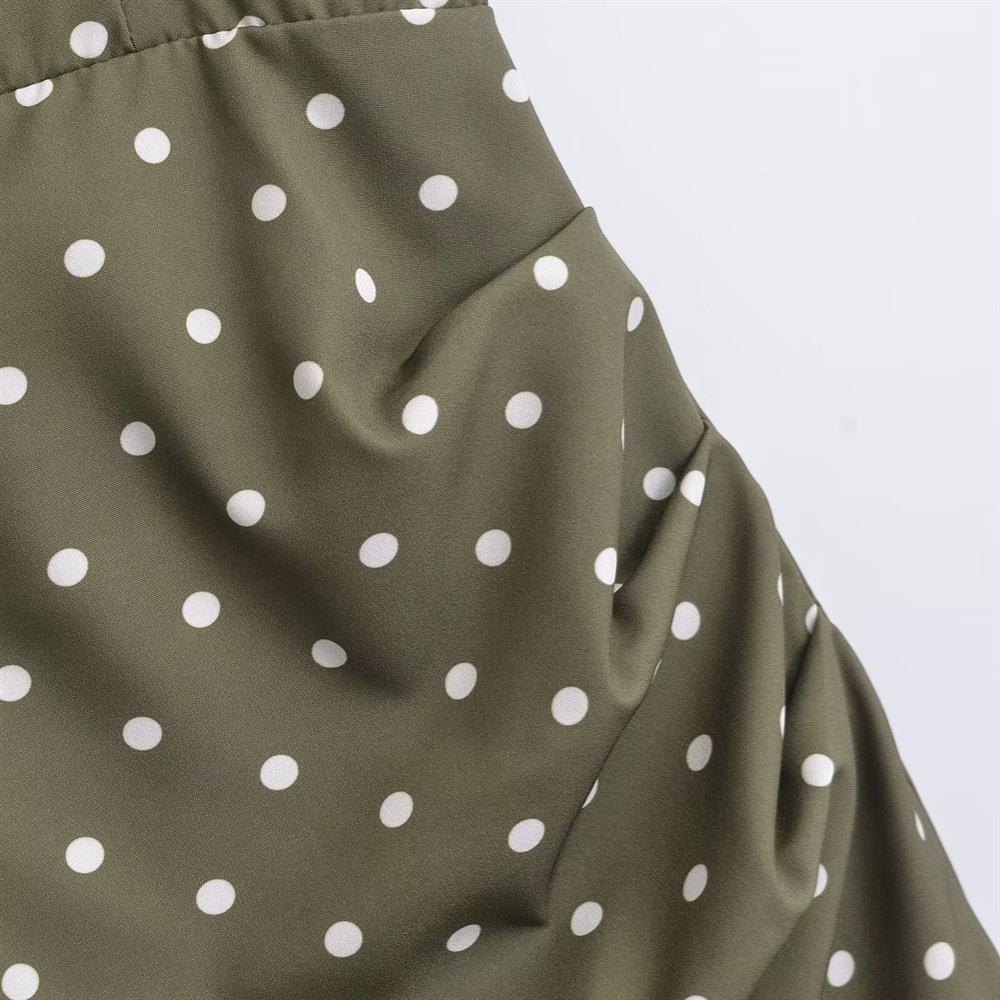 Jaro/Léto 2025 Slim Fit Puntíkované Plisované Šaty na Ramínka