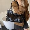 Large Capacity PU Tote Bag Women Fashion Shoulder Bag With Drawstring Detail Soft Texture Handbag Everyday Use