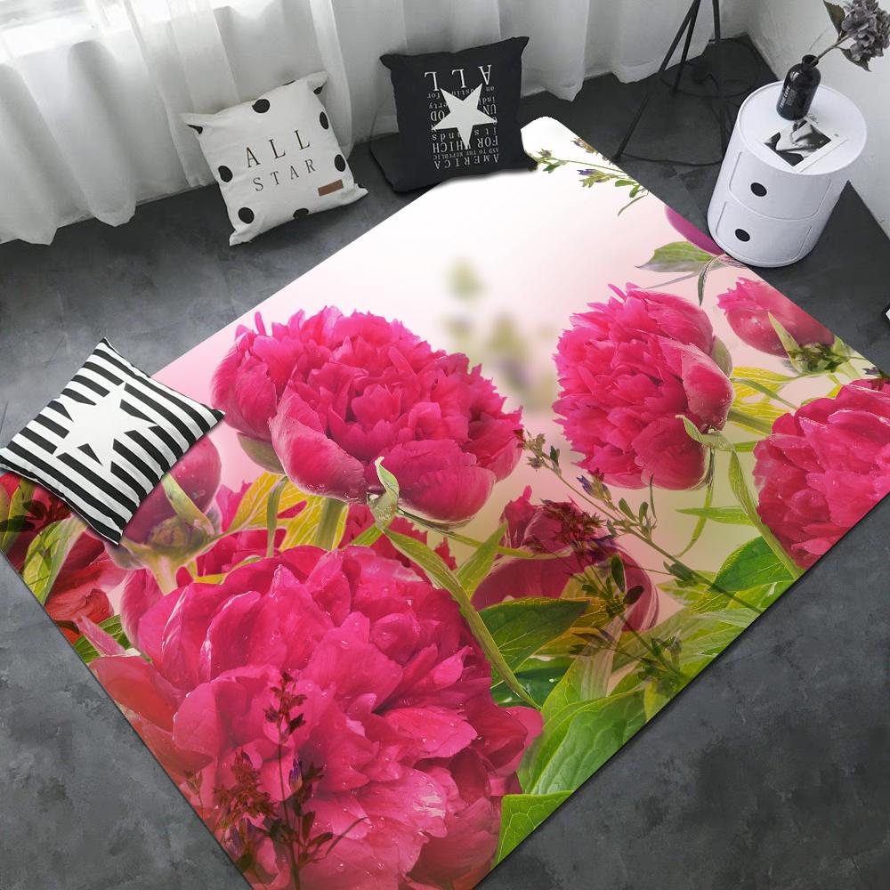 Różowo-fioletowy kwiat piwonii dywaniki pokojowe retro wielokrotny wybór dywan do salonu kuchni antypoślizgowy dywan powitalny