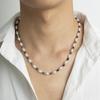 Personalized Simple Imitation Pearl Beads Fashionable Black Geometric Crystal Collarbone Chain Necklace for Men