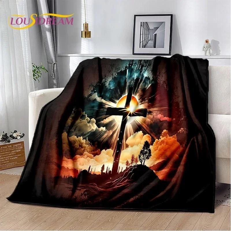 3D Pray Holy Bible Cross Jesus Soft Flannel Blanket for Bed Bedroom Sofa Picnic,Throw Blanket for Cover Outdoor Leisure Nap Gift
