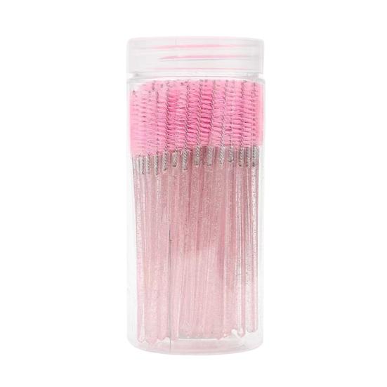 100Pcs/Bottle Disposable Mascara Wand Eyelash Brush Faux Crystal Eyebrow Spoolies Brush Portable Lash Makeup Applicator Brush Tools