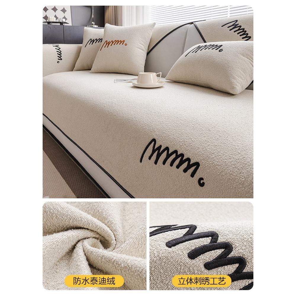 

Тедди Бархат Универсальный для Всех Сезонов Чехол Для Дивана Переплет Вышитые Буквы Чехол Для Дивана Короткий Водонепроницаемый Вентилируемый Диванная Подушка 70x70cm 1pcs