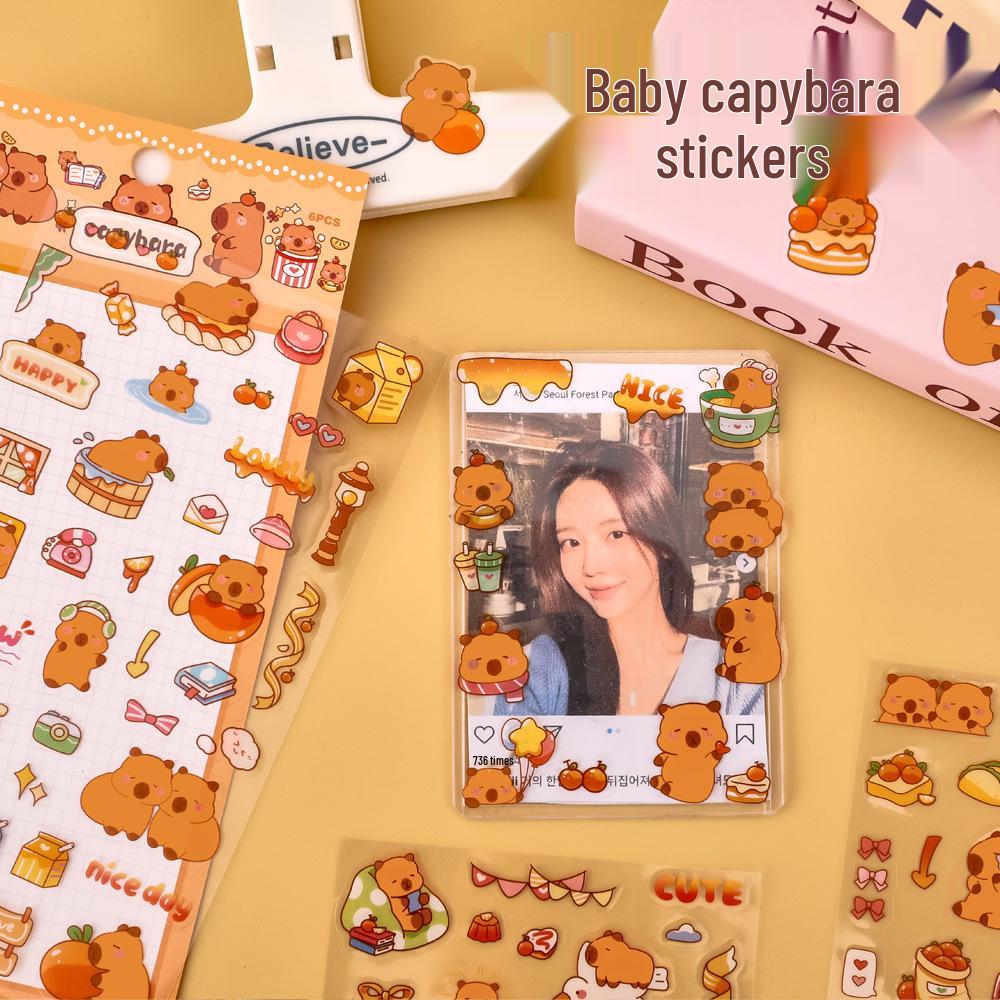 Capybara Waterproof Transparent PET Cartoon Stickers for Diaries and Journals