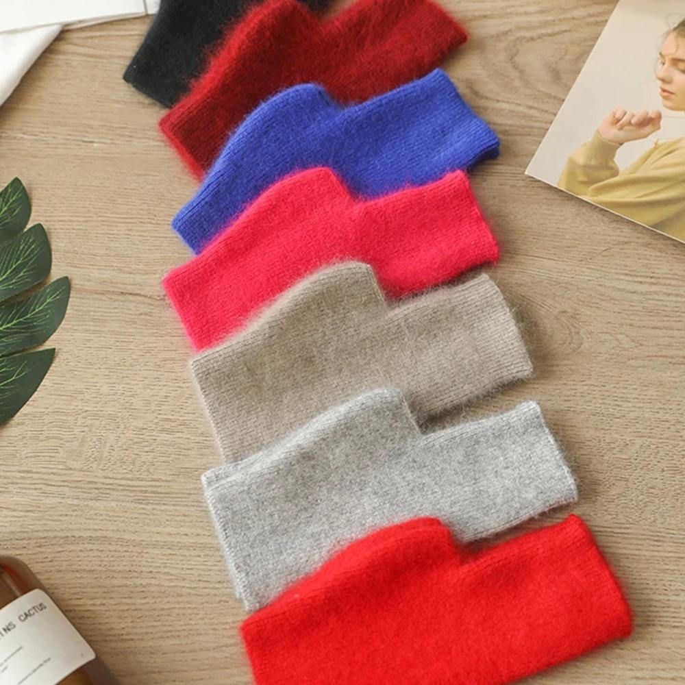 Exposed Finger Mink Cashmere Gloves Wool Wrist Gloves Protable Knitted Wool Glove  Autumn