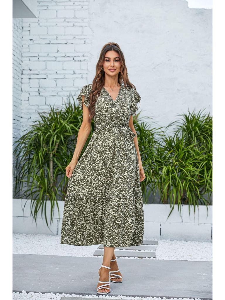 V-neck Printed Short-sleeved Women's Dress - 2023 Spring/Summer Collection