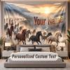 Horse (347) Theme Personalized Tapestry Custom Name Text Wall Hanging Tapestry Home Background Decoration