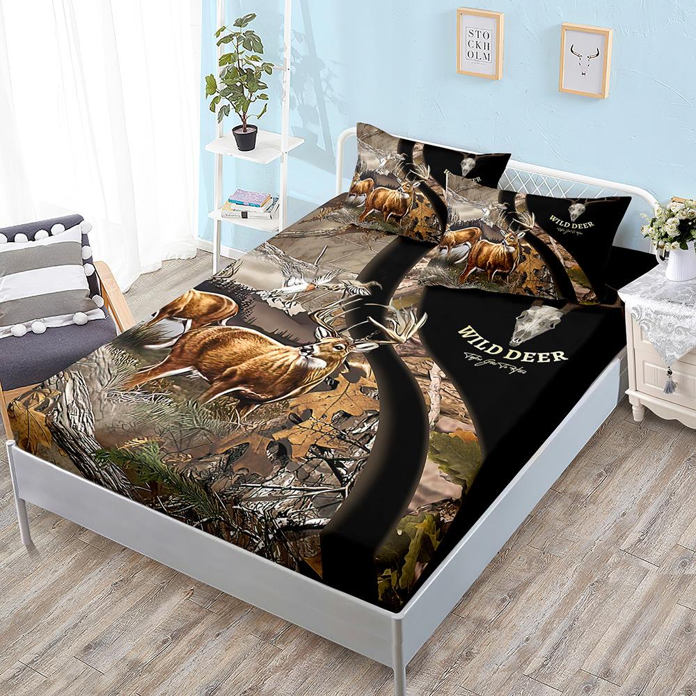 Animal Deer Kit, Mattress, Three-Piece Set, Bedspread, Pillowcase, Mattress Protective Cover, Bed Sheet All-Inclusive, Elastic