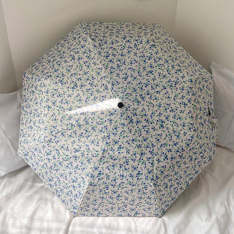 Upf50+Sunshade Romantic Flower Language Uv Protection Women'S Umbrella Vinyl Coating Folding Umbrella Sunshade Umbrella