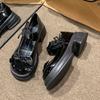 Blockabsatz schwarz und weiß kleine Lederschuhe Damen 2025 Frühling neu japanischer JK College-Stil dicke Sohle flache Öffnung Mary Jane Einzelne Schuhe