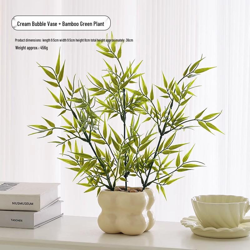 Nordic Bionic Green Faux Bonsai Plants - Indoor Tabletop Decor for Office & Living Room