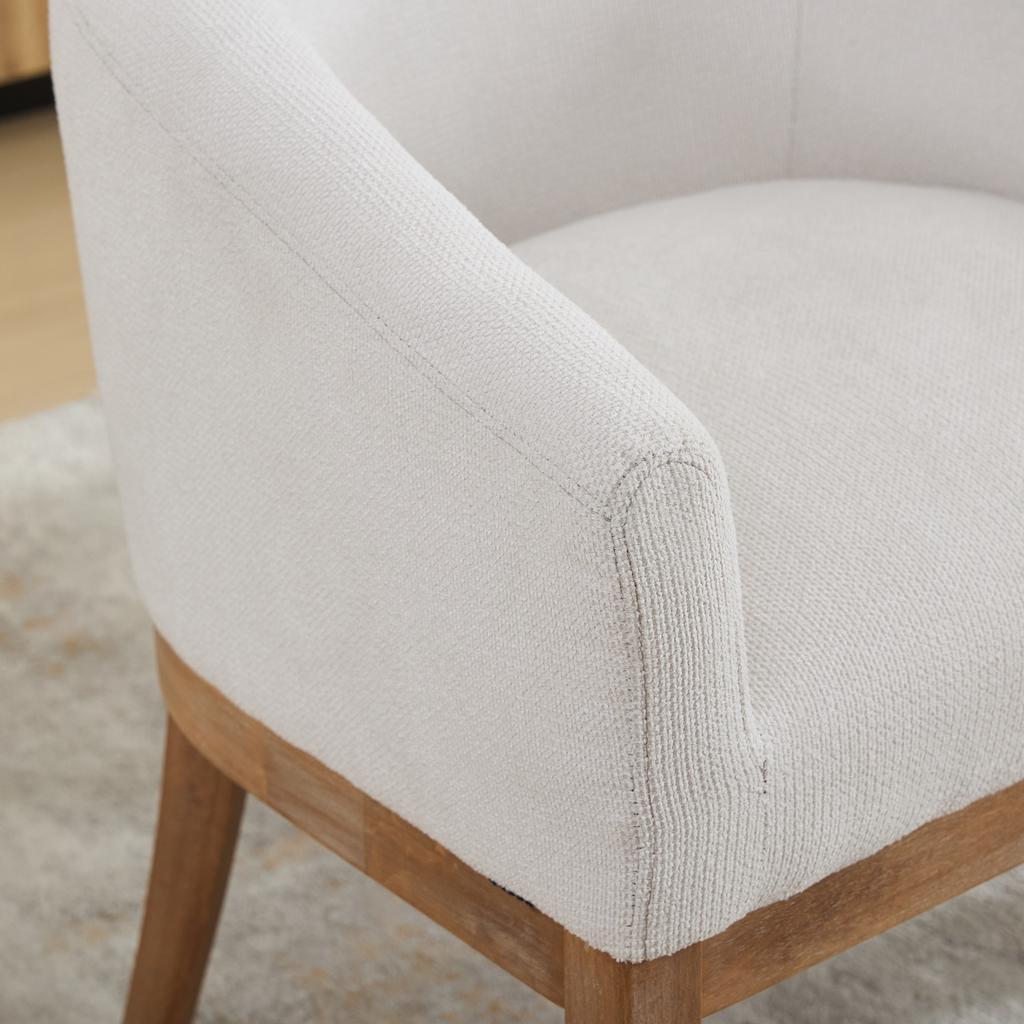 Mid Century Modern Upholstered Barrel Dining Chairs with Arms,19" W Accent Chairs for Living Room,Single Pack,Beige,DE1891BG