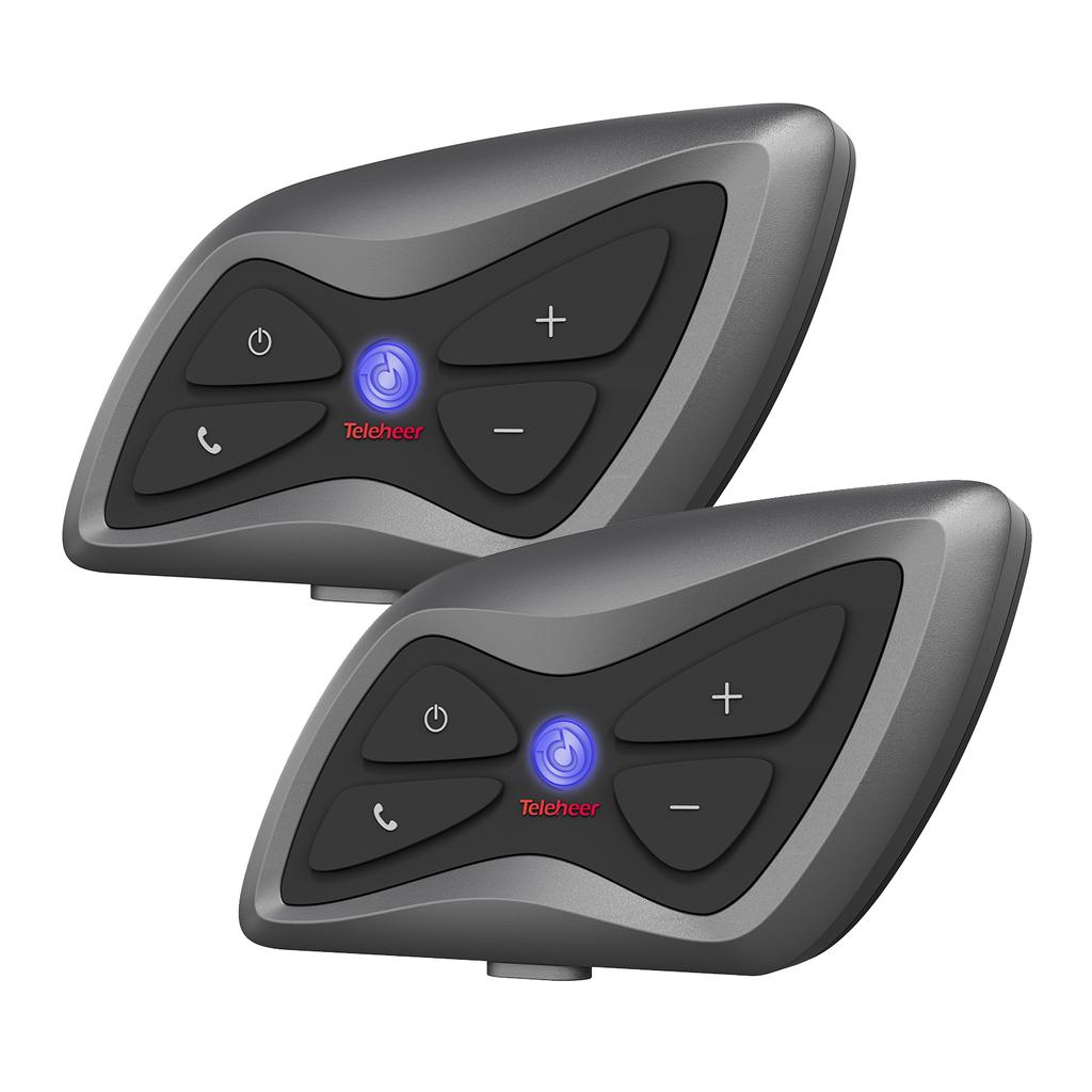 Teleheer T6 Plus Motorcycle Helmet Intercom 1500M Range BT5.1 Hands-free Interphone Full Duplex