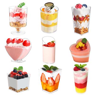 20er-Pack Mini-Dessertbecher aus Kunststoff mit Löffeln, Parfait-Vorspeisenbecher, Party, durchsichtiger Pudding, Obst, Eisbecher, Dessertgläser