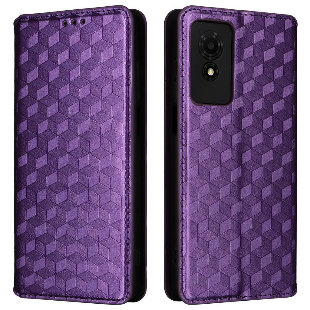 For TCL 501 T433D Case Rhombus Imprinted Phone Cover with Wallet Card Slots
