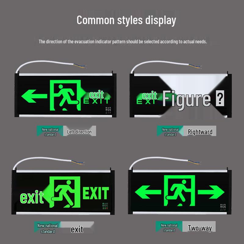 LED Fire Emergency Exit Sign with Plug-In for Evacuation Routes