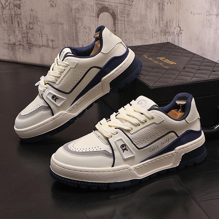 Board Shoes Breathable Personalized White Shoes Versatile Color Blocked Korean Version Trendy Sports and Leisure Shoes Youth Fashion Men's Shoes