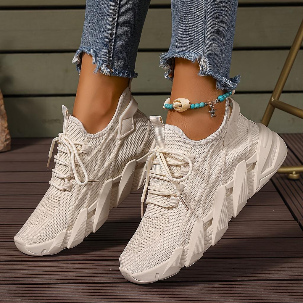 Ladies' Casual Solid Color Sneakers, Breathable Lightweight Soft Sole Walking Shoes, Low-top Comfortable Outdoor Sports Shoes