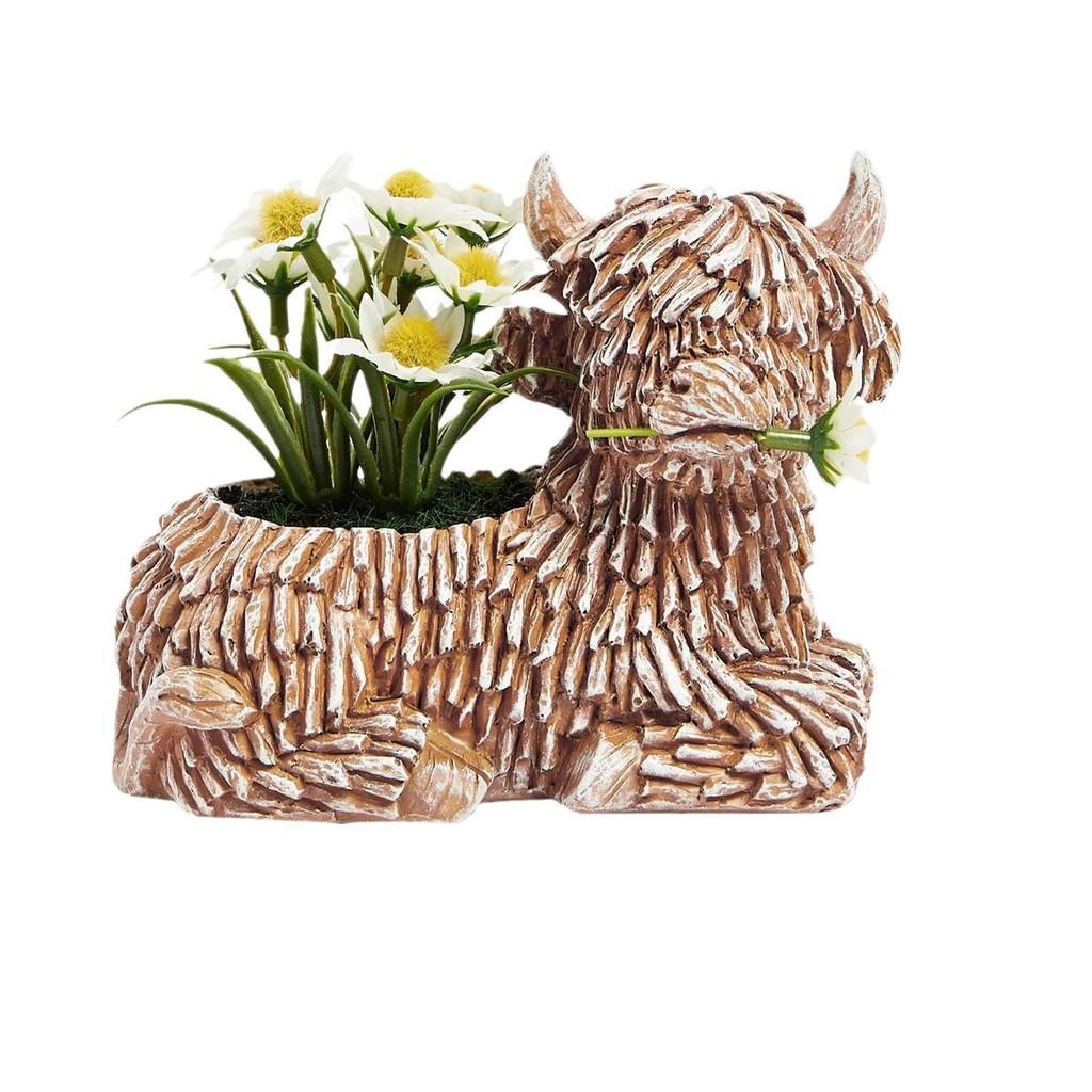 Yak Elegant Highland Resin Flower Pot Unique Home Decor For Succulent Plants Gift