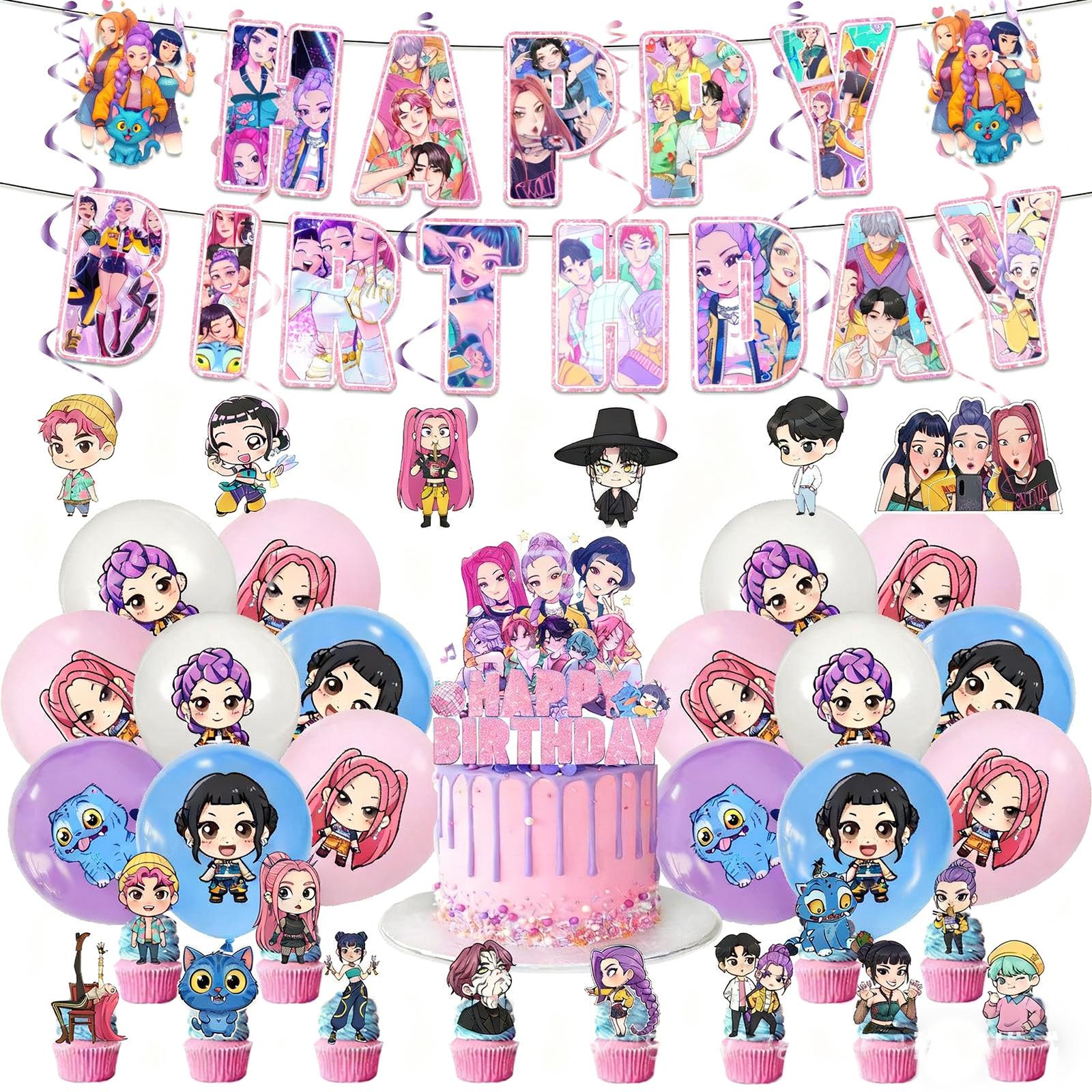 

Набор бумажных принадлежностей для дня рождения в мультяшной тематике - Идеальный подарок для детских празднований дня рождения с баннерами, воздушными шарами и топперами для торта One Size белый