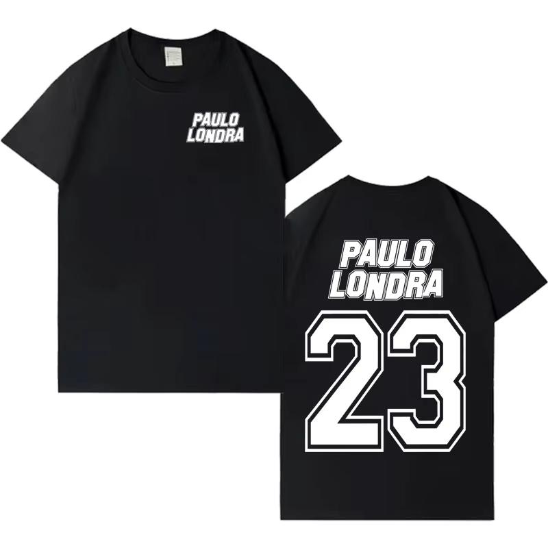 

Singer Paulo Londra 2026 Tour Tshrits Double Sided Print Hip Hop TShirt Unisex Women Short Sleeve Casual Cotton Clothing Unisex L