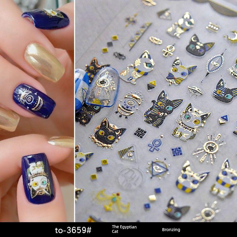 

Самый продаваемый ретро египетский кот бронзовый наклейка для ногтей рельефная самоклеящаяся милый благородный кот милый питомец наклейка для ногтей to-3659# bronzing