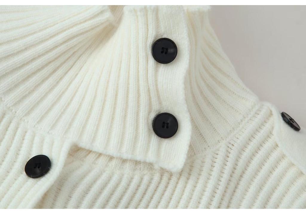 2026 Chic European and American High Neck Knit Cardigan Sweater Coat