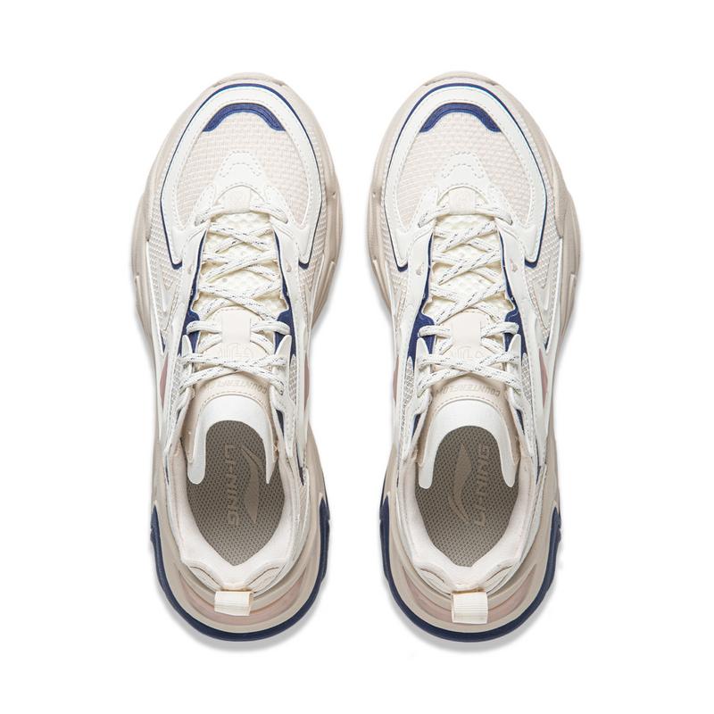 Li Ning CF Su Series Thousand Lines Strategy SS Shock Absorption Rebound Low Top Casual Shoes Women Casual Shoes Gray White Blue AGLU142-6