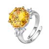 Ring Jewelry Colored Treasure Round Heavy Industry Luxury Inlaid Ring Women'S Two-Color Gold-Plated Ring