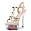 Fashion 15CM Ultra High Stiletto Waterfall Platform Transparent Crystal Sexy Model Show Shoes for Women Fashion Wedding Party