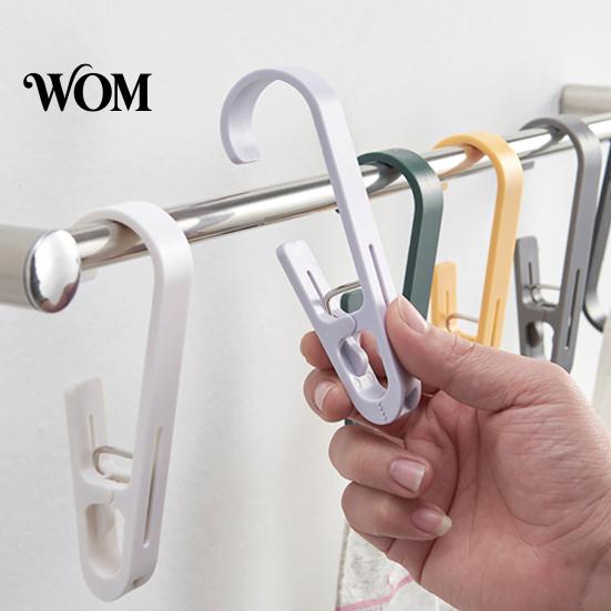 Portable Clothes Drying Clips Laundry Hook with Clip, Non-Drilling ABS Closet Organizer, Multi Purpose Space Saving Storage Tools Durable Anti-slip